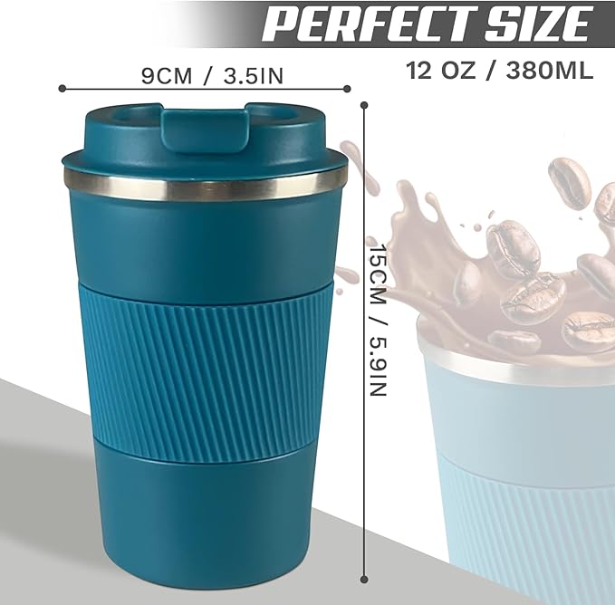 Vacuum Insulated Stainless Steel Travel Coffee Mug, Leak Proof Cup with Lid | 304 stainless steel mug with vacuum insulation, leak proof lid, silicone grip and car cup holder friendly design - Image 4