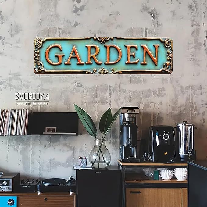 Bar Sign Bar Gifts Vintage Metal Wall Decor Sign"GARDEN" Street Sign Funny Man Cave Decor Accessories for Home, Bar, Bathroom, Bedroom Unique Retro Tin Signs for Outdoor 4 X 16 inches - Image 2