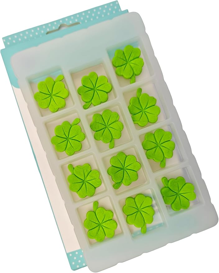 Edible 12pcs GrassGreen Shamrock Sugar cake decorations, cupcake toppers, perfect Clover Icing Cookies decro for St. Patrick's Day Birthday Halloween Thanksgiving Christmas party Team Dinner by Clonynix