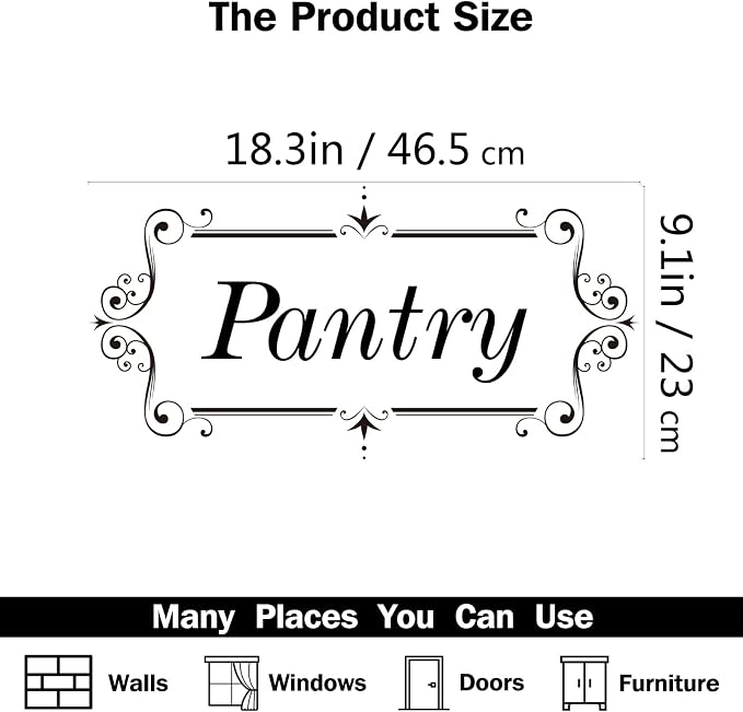 PLIGREAT Pantry Sign Wall Stickers, Removable Vinyl Window Wall Decals for Home Restaurant Kitchen Walk-in Fridge Food Storage Room Freezer Closet Pantry Cabinet Window Door Wall Decoration - Image 5