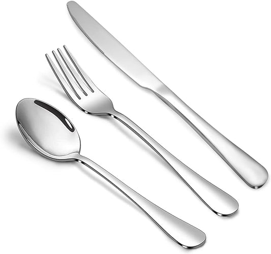 Silverware Set,SANTUO Stainless Steel Knives Spoon Forks Set for Home, Kitchen and Restaurant, Mirror Polished& Dishwasher Safe (18pcs Silverware set) by SANTUO