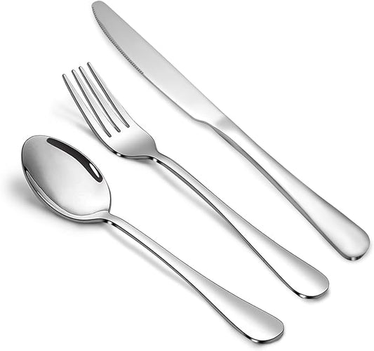 24-Piece Silverware Set, Flatware Set for 8, Food-Grade Stainless Steel Tableware Cutlery Set, Mirror Finished Utensil Sets for Home Restaurant by SANTUO
