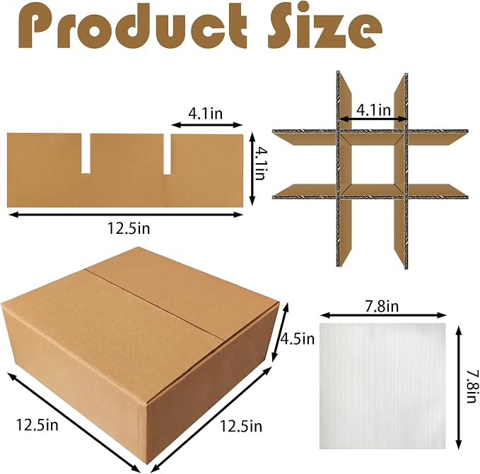 4 Sets Moving Boxes with Divider Kits, 12.5x12.5x4.5 Inches Glassware Dish Packing Boxes Includes 16 Corrugate Dividers & 36 Foam Pouches, Kitchen Moving Boxes for Shipping, Storage, Coffee Mugs - Image 2
