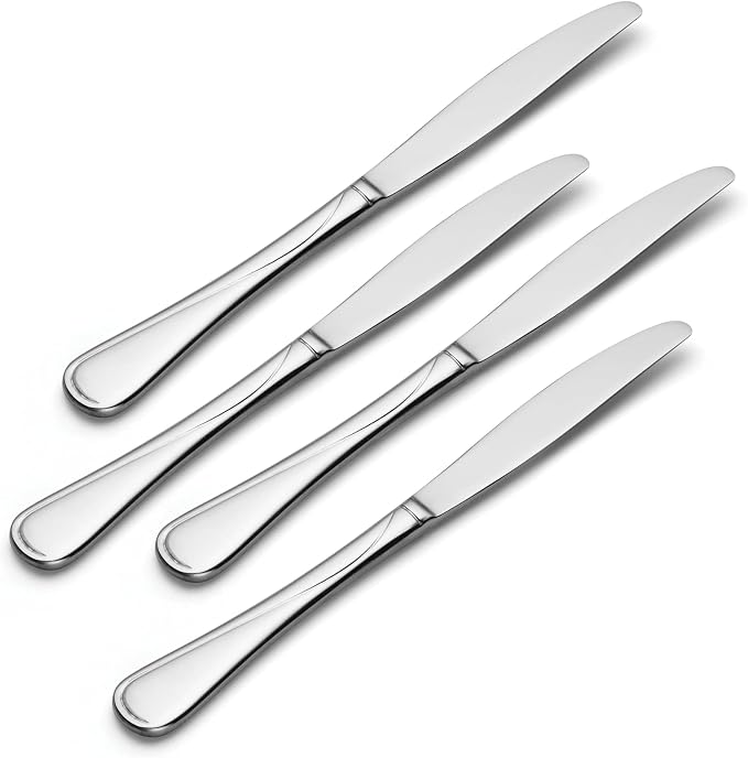 Oneida Flight Dinner Knives Silverware Set for 4, Flatware | Stainless steel, mirror finish | dishwasher safe | includes butter knife style dinner knives, cutlery set - Image 2
