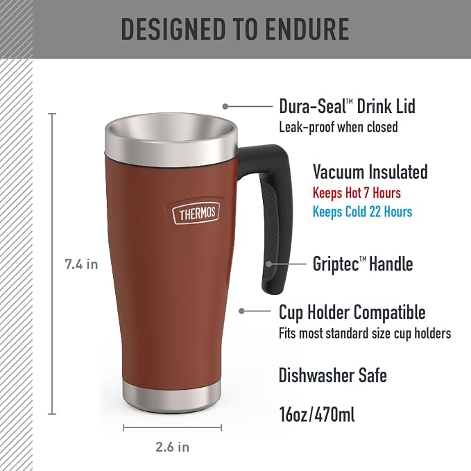 THERMOS ICON SERIES, Stainless Steel Mug, Saddle, 16 oz - Image 2