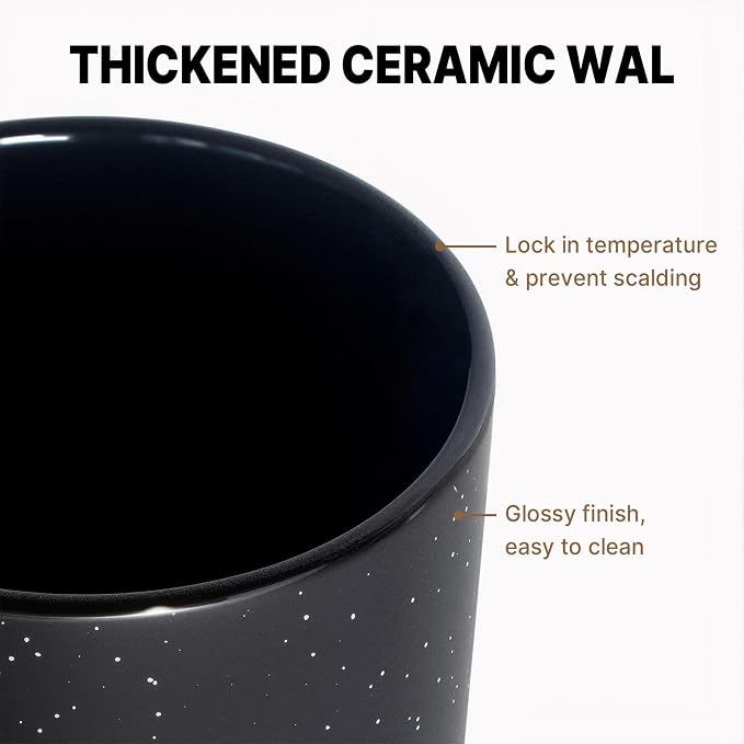16 OZ Large Coffee Mugs Set of 4, Two Color Combination Big Ceramic Tea Cup with Square Handle with Speckled for Men Women Restaurant Home Office Hot Drinks, Assorted Colors - Image 2