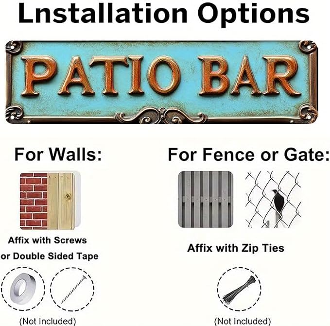 Bar Sign Bar Gifts Vintage Metal Wall Decor Sign"PATIO BAR" Street Sign Funny Man Cave Decor Accessories for Home, Bar, Bathroom, Bedroom Unique Retro Tin Signs for Outdoor 4 X 16 inches - Image 5