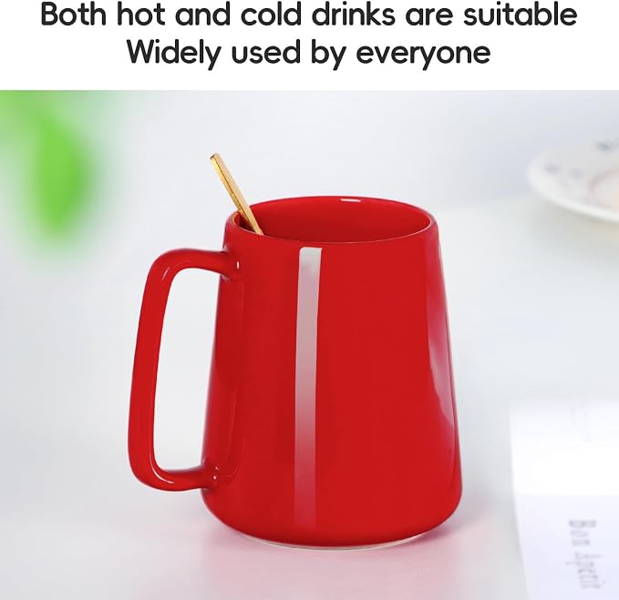 24 OZ Large Coffee Mug, Nice Ceramic Tea Cup with Big Handle for Dad Men Women, Unique Style For Any Kitchen, Red - Image 3