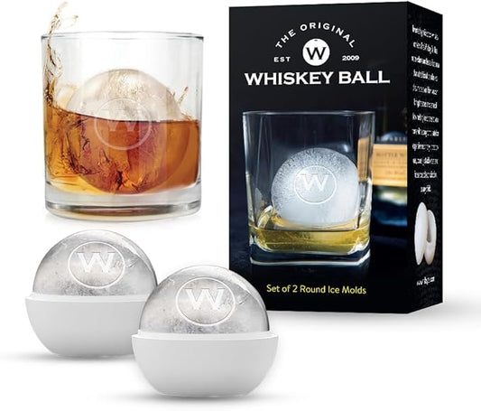 The Original Whiskey Ball (2 pack), Whiskey Ice Ball Maker Mold, 2-Pack Premium Silicone Sphere Molds – Easy Release & No Leak Design for Superb Whiskey