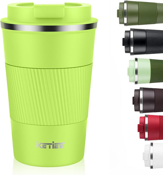 KETIEE Coffee Mug 12oz, Insulated Travel Mug with Leakproof Lid, Double Wall Vacuum Travel Coffee Mug Stainless Steel Reusable Coffee Cup for Hot and Iced Coffee Tea Water (Green) by KETIEE