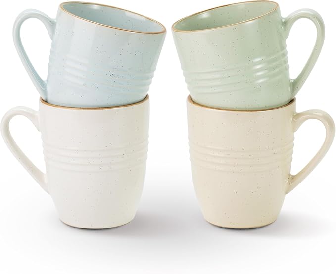 famiware Jupiter Coffee Mugs Set of 4, 13oz Coffee Mug, Microwave and Dishwasher Safe, Coffee Cups with Handle for Coffee, Tea, Cocoa, Milk, Multi-color by Famiware