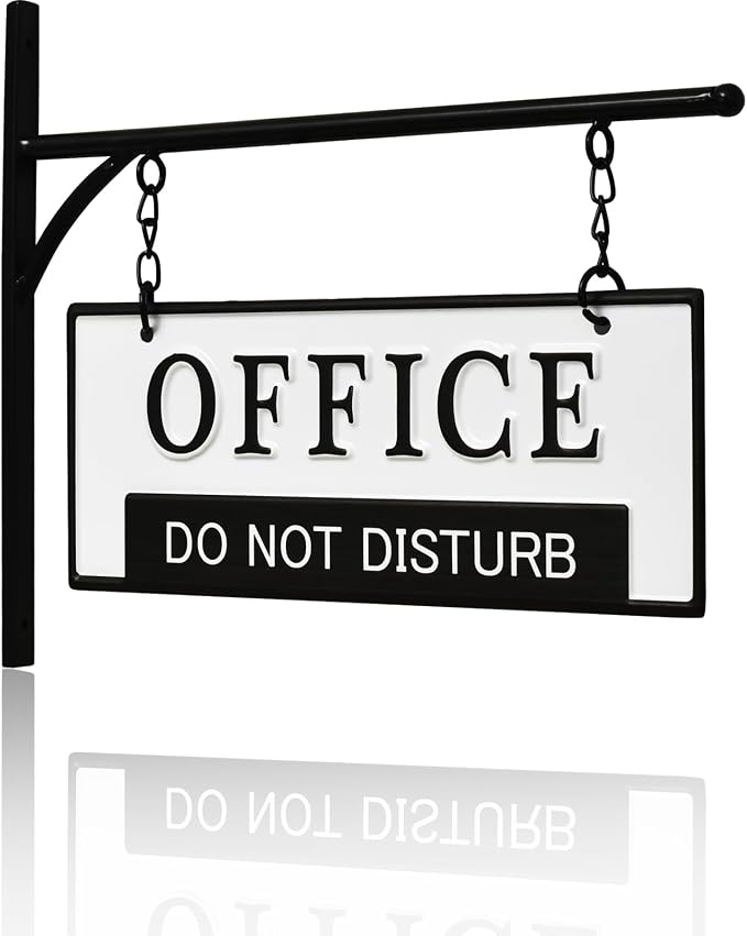 EMAX HOME Wall-Mounted Metal Office Sign – Farmhouse Enamelware 2-Sided Reception/Office Sign, Classic Black and White Design for Professional Spaces by EMAXHOME