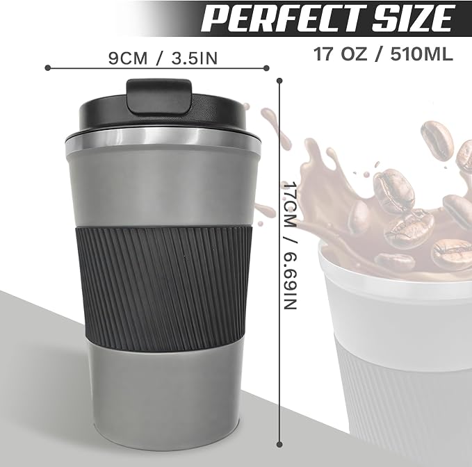 Vacuum Insulated Stainless Steel Travel Coffee Mug,Leak Proof Cup with Lid | 304 stainless steel mug with vacuum insulation, leak proof lid, silicone grip and car cup holder friendly design - Image 4