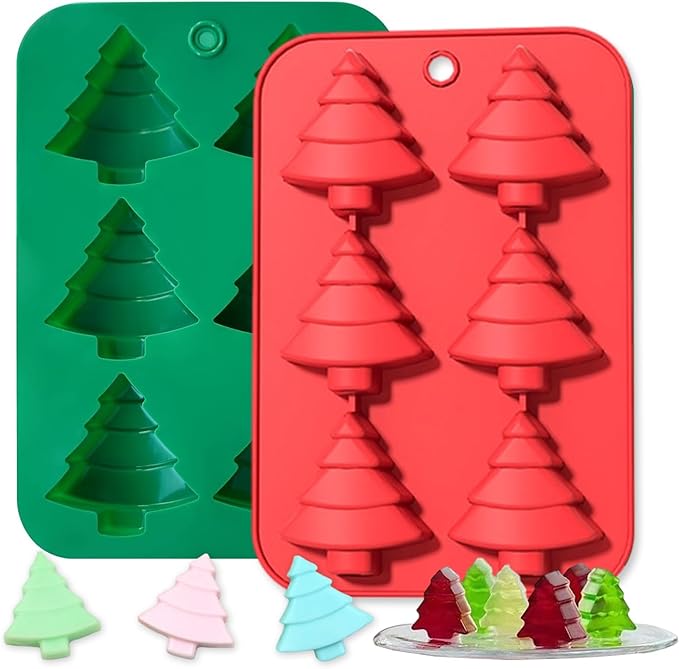 1 Pcs Christmas Silicone Molds for Chocolate Xmas Tree Shape Candy Soap Baking 12-Cavity Reusable Molds for Making Gummy Candy Gelatin Ice Cubes Biscuits Cake Decorating