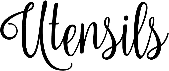 Utensils 5w x 2h Label | Kitchen Pantry Organization | Die Cut Vinyl Decal | Black Fancy Font (Sticker Only) by MinglewoodTrading