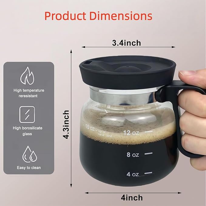 16oz coffee pot mug, coffee pot coffee mug, with spill-proof lid and heat-resistant glass, an ideal gift for coffee lovers