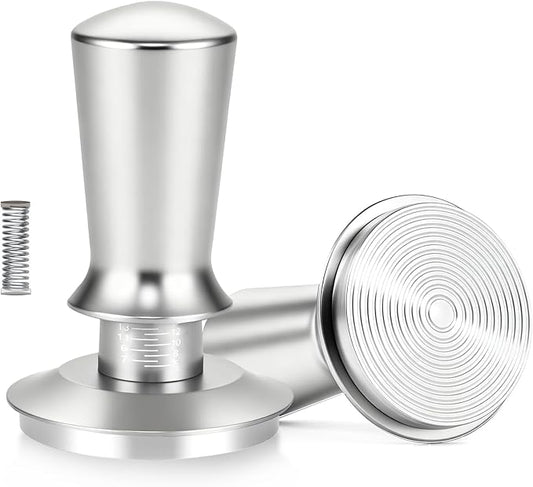 58MM Espresso Tamper - Professional Coffee Press with Non-Slip Base, Calibrated Pressure, Ergonomic Handle for Barista & Home Brewing - Grey