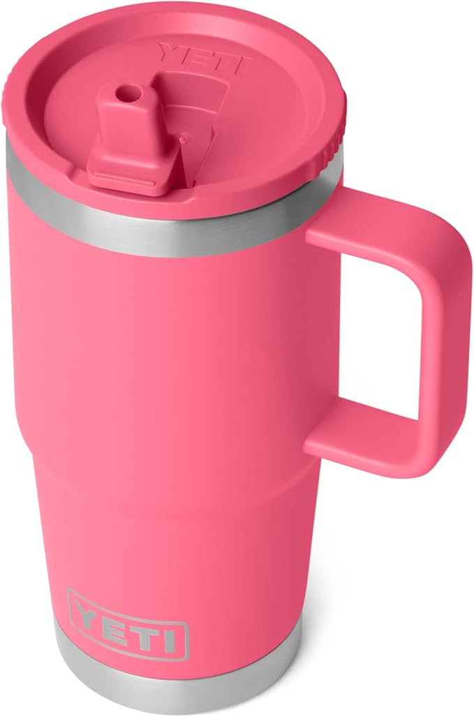 YETI Rambler 20 oz Travel Mug with Flip Straw Lid – Stainless Steel, Vacuum Insulated, Leakproof, Cup Holder Friendly, Tropical Pink - Image 7
