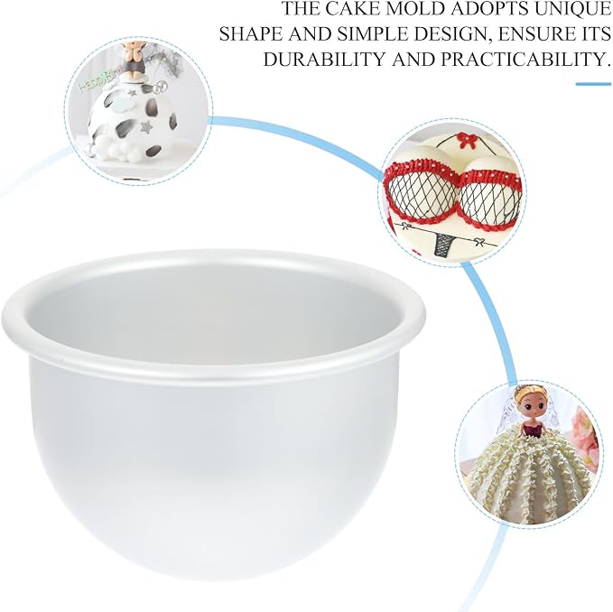 Creative Semi-sphere Cake Mold Deep round Baking Pan for Doll Princess Cake Making, Food-grade Aluminum Oven Mold for Home Baking - Image 8