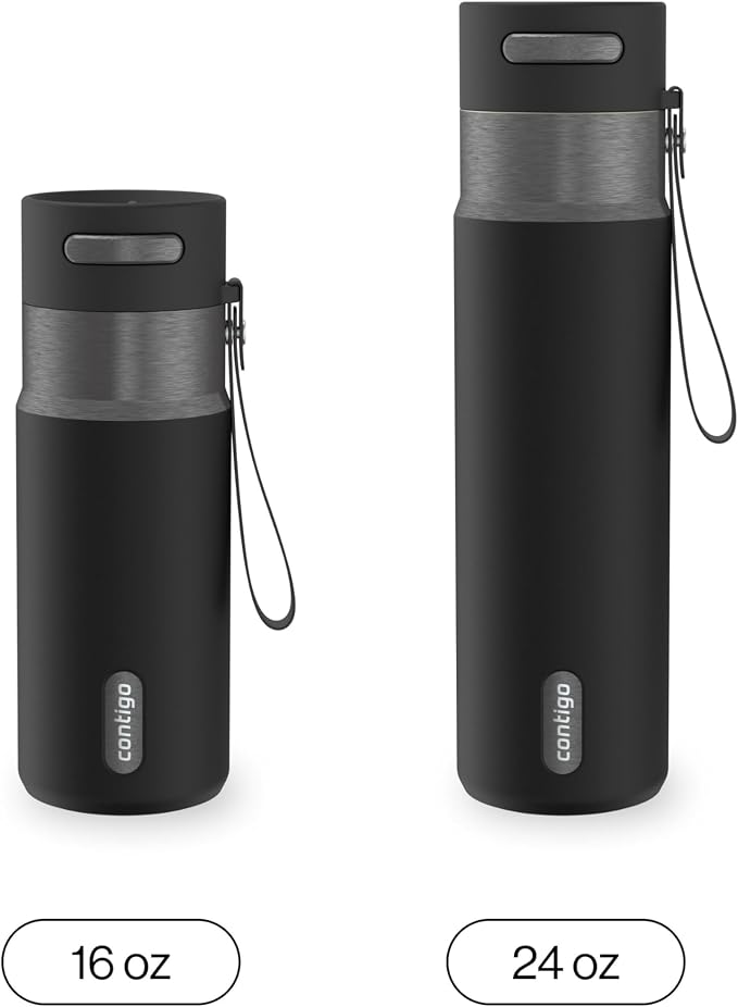 Contigo AutoSeal 24 oz Stainless Steel Vacuum-Insulated Water Bottle with Leakproof Push-Button Spout & Lock, Carry Strap, BPA-Free & Lead-Free, Dishwasher Safe - Image 5