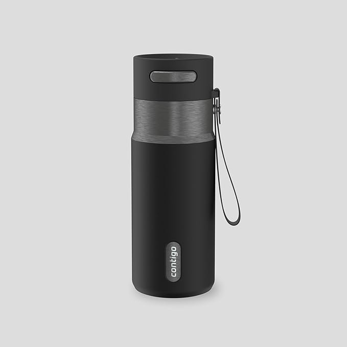 Contigo AutoSeal 16 oz Stainless Steel Vacuum-Insulated Water Bottle with Leakproof Push-Button Spout & Lock, Carry Strap, BPA-Free & Lead-Free, Dishwasher Safe - Image 2