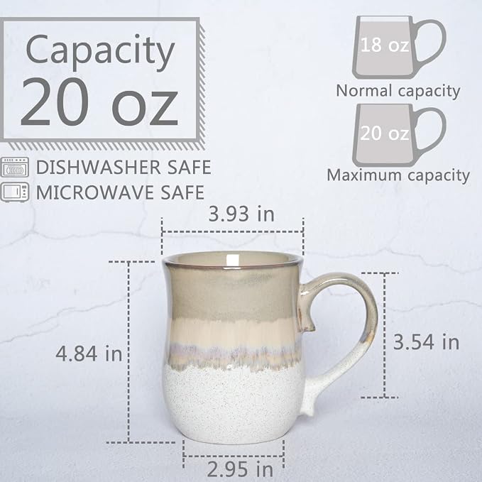 Bosmarlin Large Ceramic Coffee Mug, 20 Oz, Big Tea Cup for Office and Home, Dishwasher and Microwave Safe(20 Oz, Brown Grey) - Image 2