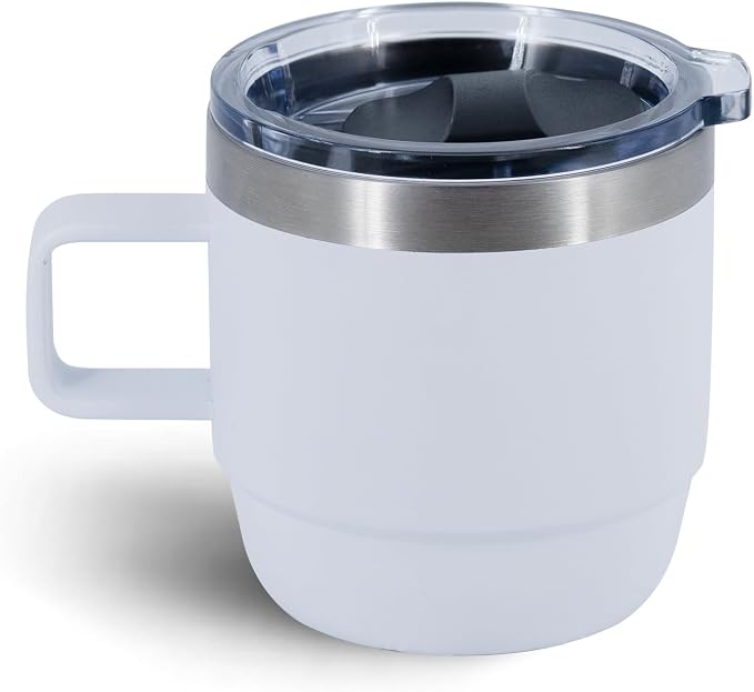 10 oz Stackable Mug, Stainless Steel cup with handle, Vacuum Insulated Espresso/Coffee Mug, shot Glass Set for 1-Piece Set for Coffee, Spirits, Wine, Tea- white - Image 7