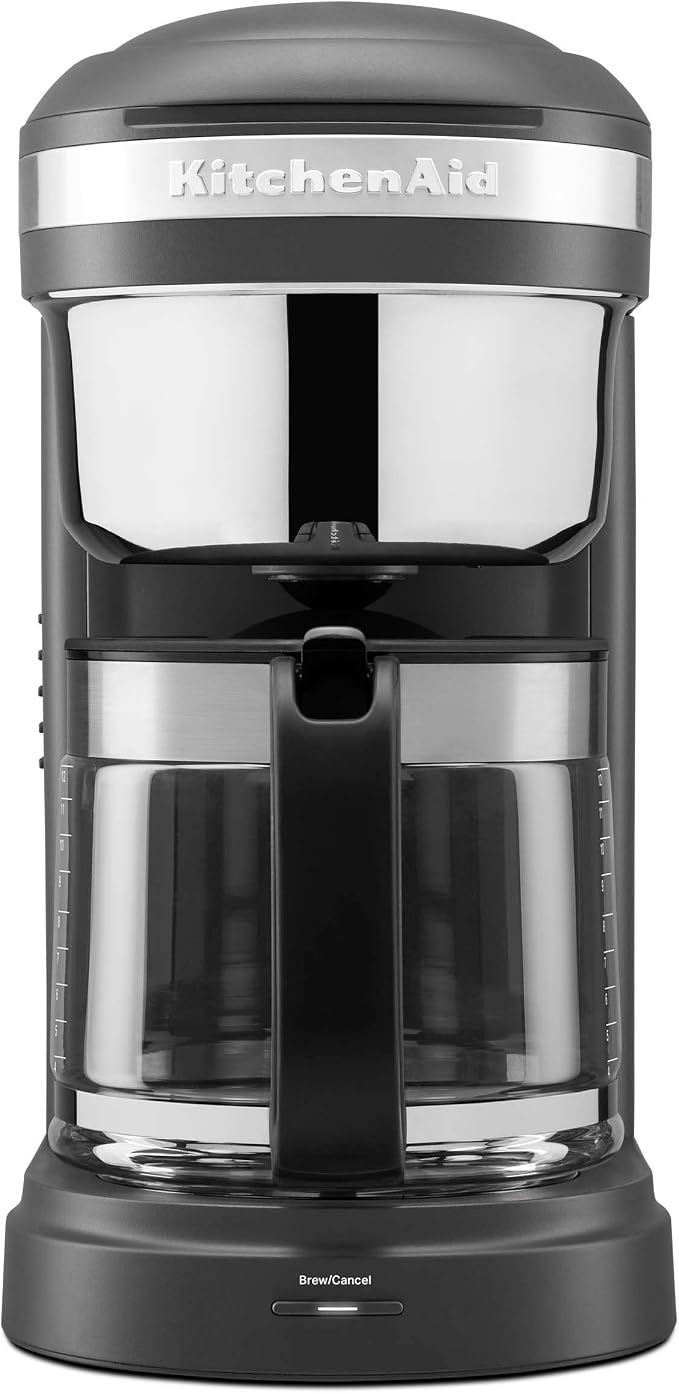 KitchenAid 12 Cup Drip Coffee Maker, Spiral Showerhead and Warming Plate | Programmable Warming Plate, Even Saturation for Rich Flavor, Removable Water Tank, Model KCM1209, Matte Grey - Image 2
