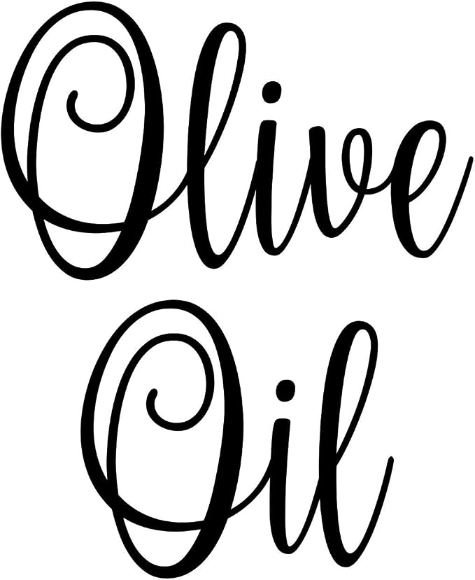 Olive Oil 3.5w x 4h Label | Kitchen Pantry Organization | Die Cut Vinyl Decal | Black Fancy Font (Sticker Only) by MinglewoodTrading