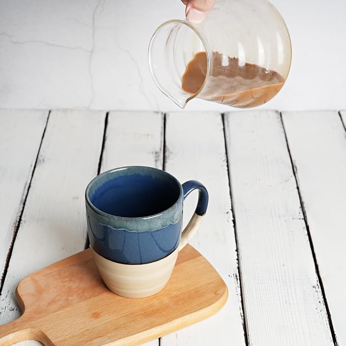 Bosmarlin Ceramic Coffee Mug Set of 4, 17 Oz, 5 Colors to Choose, Tea Cups, Dishwasher and Microwave Safe, Reactive Glaze (Deep Blue) - Image 5