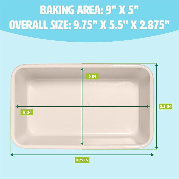 Tasty Clean Ceramic Loaf Pan Set, 2-Pack of 9-Inch x 5-Inch Cake Pans, Durable Aluminized Steel for Professional Results, Clean Ceramic Nonstick Coating, Oven Safe to 425°F, Dishwasher Safe, Aqua - Image 6