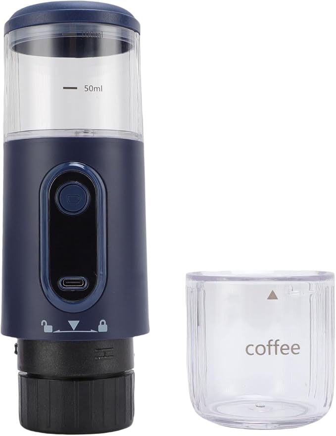 GOTOTOP Portable Coffee Machine, ABS Travel Coffee Maker with 2500mAh Rechargeable Battery, Capsule and Ground Compatible, 100ml for Camping Hiking Car Office (Navy Blue) - Image 4