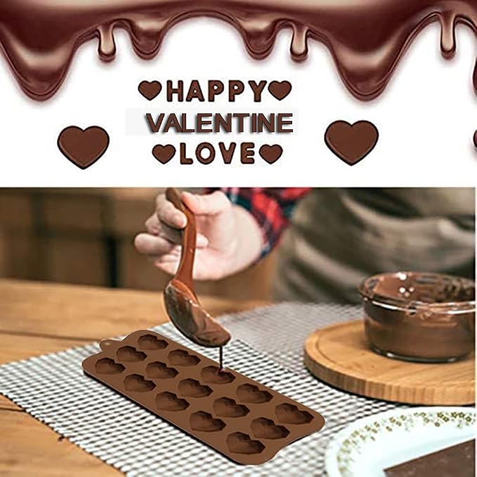 2 Sizes Heart Molds for Chocolate, Diamond Heart Shaped Silicone Mold Fondant Molds for Baking Candy,Cake, Jelly, Chocolate（Medium Small Set) - Image 4