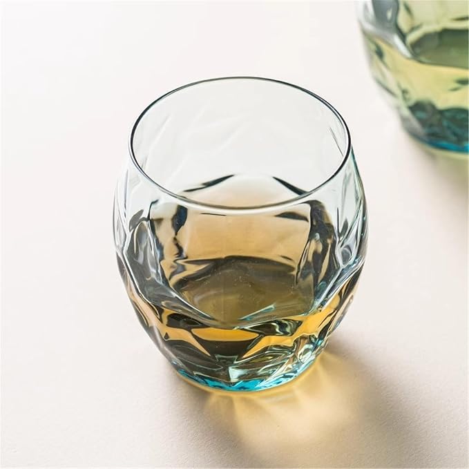 drinking glassware Blue Textured Crystal Glass Cup, 400/500ml(Small) - Image 4