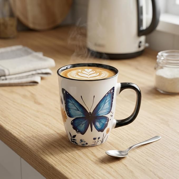 Butterfly Mug - Ceramic Heat Sensitive Tea Cup, 16oz Cute Magic Coffee Mugs, Butterfly Gifts for Women, Mothers' Day & Easter Gift Idea - Image 4