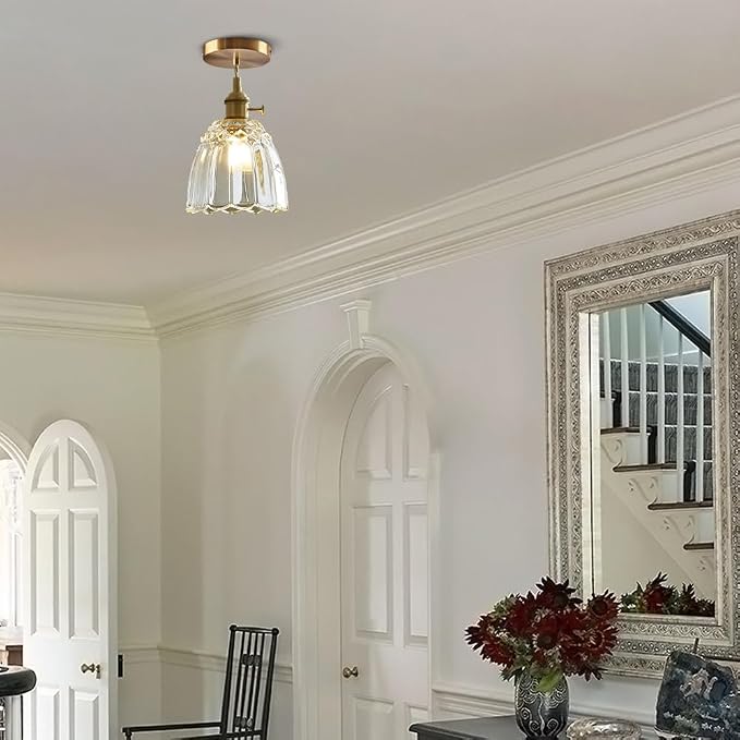 Sedelan Vintage Pendant Light, Antique Pendant Lights Kitchen Island, Glass Pendant Light, Indoor Pendant Lighting for Kitchen Bedroom Hallway Hotel, E26 Copper Switch Knob - Image 4