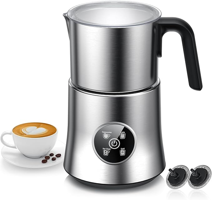 Milk Frother and Steamer, Large Capacity Detachable Electric Milk Frother, Automatic Warm and Cold Foam Maker, Hot Chocolate Maker, BPA Free