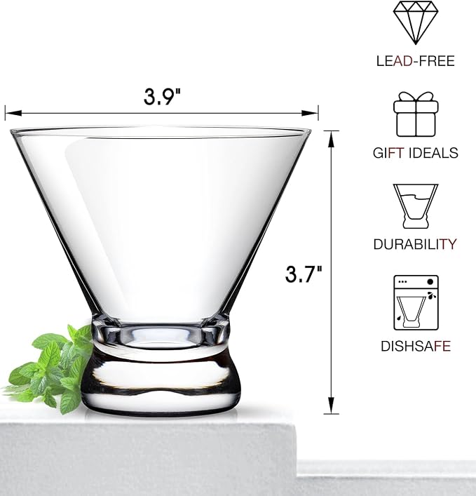 Martini Glasses Set of 6, 8oz Coupe Cocktail Glasses for Margarita | Manhattan, Cosmopolitan, Espresso, Home Bar, Evening Parties, Birthdays, Housewarming Gift - Image 6
