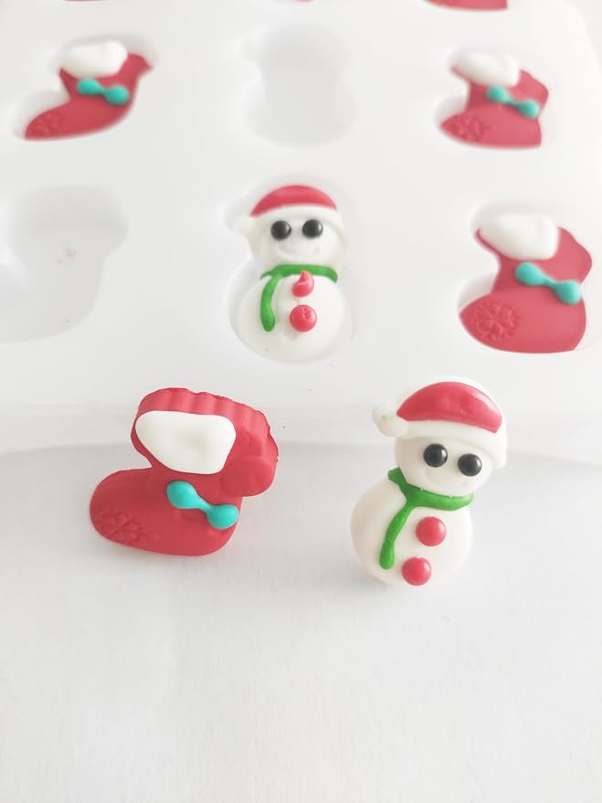 Edible Christmas Themed Snowman Sugar cake decorations, Christmas Stocking cupcake toppers, perfect Icing Cookies decro for Gingerbread House, Cupcakes, Cake, Macaron, Cookies, and Cakecicles - Image 3