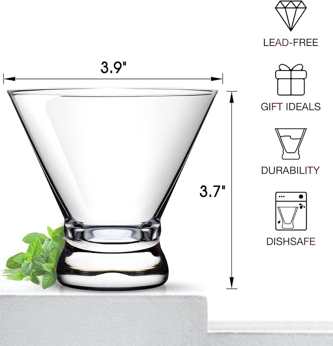 Martini Glasses Set of 2, 8oz Coupe Cocktail Glasses for Margarita | Manhattan, Cosmopolitan, Espresso, Home Bar, Evening Parties, Birthdays, Housewarming Gift - Image 6