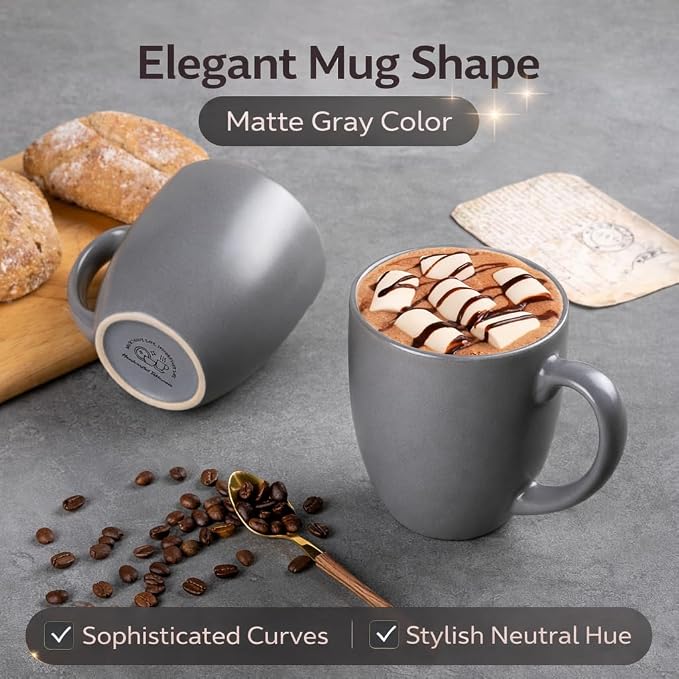 GBhome 16 oz Coffee Mug Set of 6, Large Ceramic Coffee Mugs for Men Women | Modern Stoneware Coffee Mugs Set with Handle for Tea/Latte/Cappuccino/Milk/Cocoa, Dishwasher & Microwave Safe - Image 2