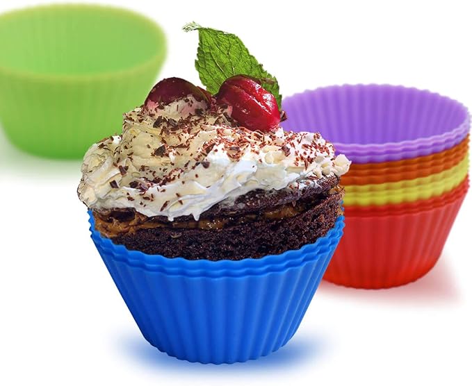 24 Pack Silicone Baking Cups Reusable Muffin Liners Non-Stick Cup Cake Molds Set Cupcake Silicone Liner Standard Size Silicone Cupcake Holder Reusable Cupcake Liners Christmas Gift (8 Rainbow Colors) - Image 3
