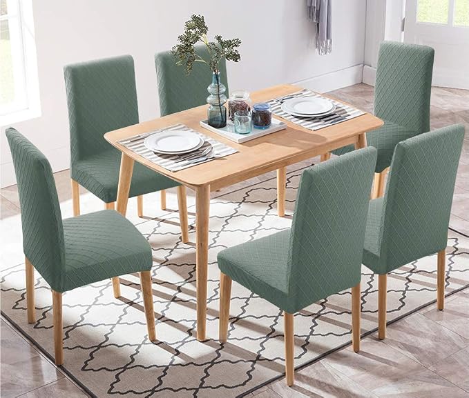 Fuloon 4 Pack Super Fit Stretch Removable Washable Short Dining Chair Protector Cover Seat Slipcover for Hotel, Dining Room, Ceremony, Banquet Wedding Party - Image 2