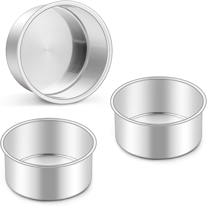 Homikit Mini Round Cake Pan Set of 3, 4 Inch Stainless Steel Small Baking Pans, Layer Smash Cake Tins for Birthday Baby Shower Wedding Party, Oven & Dishwasher Safe by Homikit