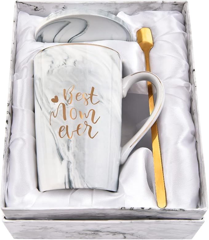 YHRJWN Mothers Day Gifts for Mom, Best Mom Ever Coffee Mug, Mom Birthday Gifts from Daughter Son, Moms Gift Idea for Christmas, Mothers Day, Valentines Day, Present for Moms Mothers, 14 Oz Gray by Wefocusoncoffeemugs