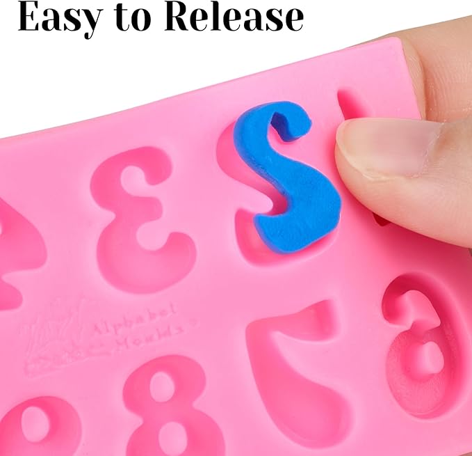 Silicone Letter Molds for Chocolate, 5 Pcs Number Alphabet Chocolate Molds Heart Fondant Molds for Candy Treat Strawberry Cupcake Cake Decoration Clay Resin Candle Making