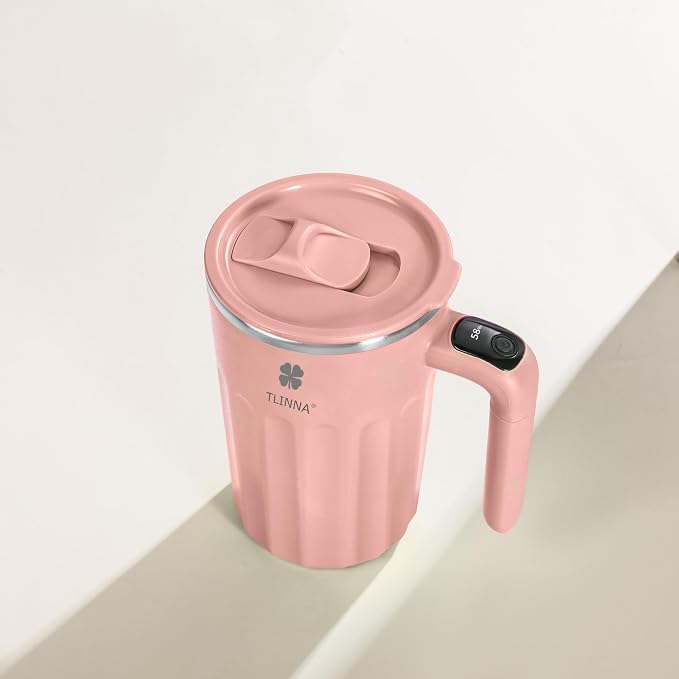 Self Stirring Mug,Self Stirring Coffee Mug,Suitable for Coffee, Milk, Cocoa and Other Beverages,Insulated bottle (Pink-temperature, 12 Ounces) - Image 7