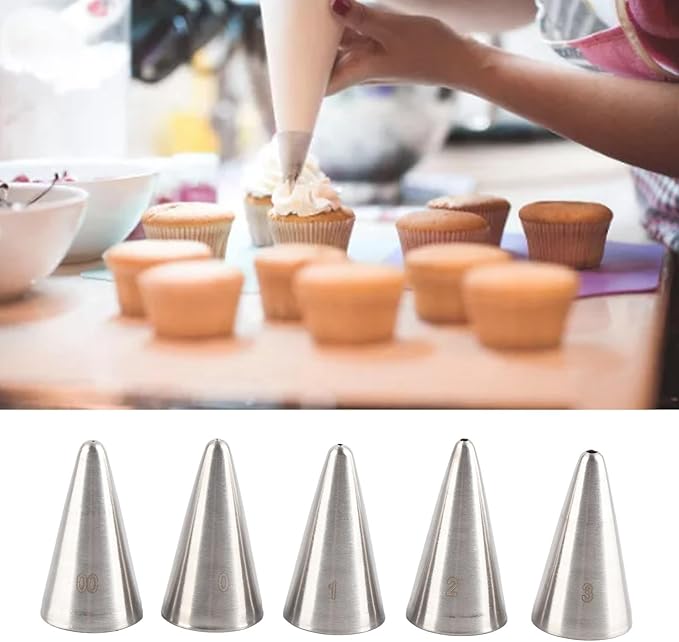 5 Pcs Piping Tips Set, Stainless Steel Cake Decorating Supplies Kit for Baking Cupcakes Cookies Cake Decorating