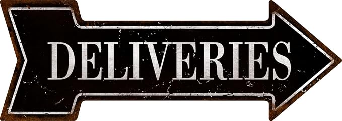 Mukuko Delivery Sign Arrow Metal Tin Sign Vintage "6x 18" | Package Deliveries, Drop Off Deliver Parcel Here, Business Packages Plaque by Mukuko