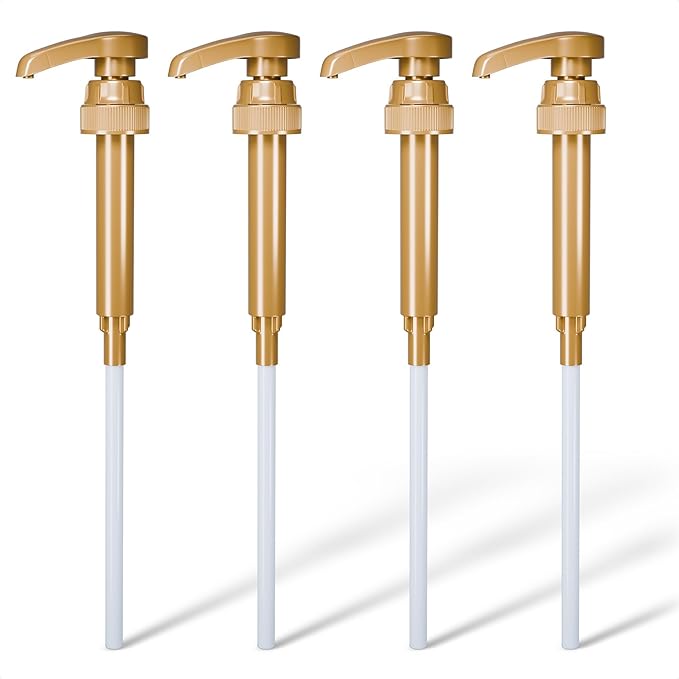 4 Pcs Coffee Syrup Pump Dispenser - Works as Skinny and Torani Syrup Pump - Fits Various 25.4 oz Bottles, Precise Dispensing 0.3oz & Lockable Design, Easy to Use & Clean, Ideal for Liquid & Pastes